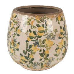 Clayre & Eef Pot de fleurs Ø 18x17 cm Beige Jaune Céramique Citrons