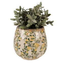 Clayre & Eef Fioriera Ø 18x17 cm Beige Giallo Ceramica Limoni