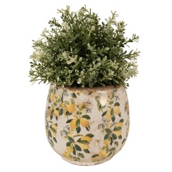 Clayre & Eef Pot de fleurs Ø 15x15 cm Beige Jaune Céramique Citrons