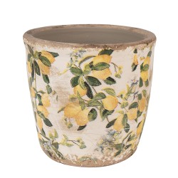 Clayre & Eef Pot de fleurs Ø 13x12 cm Beige Jaune Céramique Citrons