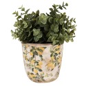 Clayre & Eef Pot de fleurs Ø 13x12 cm Beige Jaune Céramique Citrons