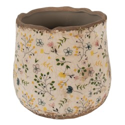 Clayre & Eef Pot de fleurs Ø 21x19 cm Beige Céramique Fleurs