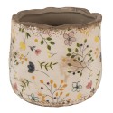 Clayre & Eef Bloempot  Ø 14x12 cm Beige Geel Keramiek Bloemen