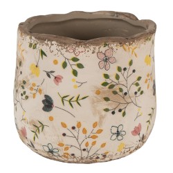 Clayre & Eef Planter Ø 14x12 cm Beige Yellow Ceramic Flowers