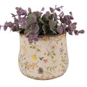 Clayre & Eef Fioriera Ø 11x10 cm Beige Giallo Ceramica Fiori