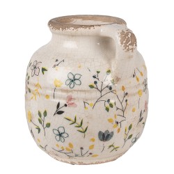 Clayre & Eef Pichet décoratif Ø 12x14 cm Beige Jaune Céramique Fleurs