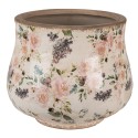 Clayre & Eef Bloempot  Ø 22x18 cm Beige Roze Keramiek Bloemen