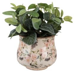 Clayre & Eef Fioriera Ø 22x18 cm Beige Rosa  Ceramica Fiori