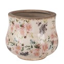 Clayre & Eef Pot de fleurs Ø 18x15 cm Beige Rose Céramique Fleurs