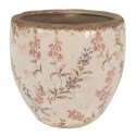 Clayre & Eef Bloempot  Ø 18x17 cm Beige Roze Keramiek Bloemen