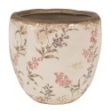 Clayre & Eef Pot de fleurs Ø 14x14 cm Beige Rose Céramique Fleurs