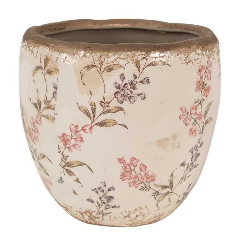 Clayre & Eef Fioriera Ø 14x14 cm Beige Rosa  Ceramica Fiori