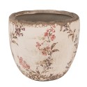 Clayre & Eef Bloempot  Ø 13x11 cm Beige Roze Keramiek Bloemen