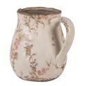 Clayre & Eef Dekorative Kanne 17x13x16 cm Beige Rosa Keramik Blumen