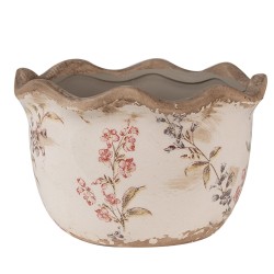 Clayre & Eef Fioriera Ø 14x9 cm Beige Rosa  Ceramica Fiori