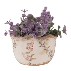 Clayre & Eef Bloempot  Ø 14x9 cm Beige Roze Keramiek Bloemen