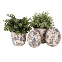 Clayre & Eef Pot de fleurs Ø 17x16 cm Beige Bleu Céramique Fleurs