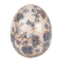 Clayre & Eef Decoration Egg Ø 11x14 cm Beige Blue Ceramic Flowers