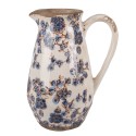 Clayre & Eef Brocca decorativa 17x13x22 cm Beige Blu  Ceramica Fiori