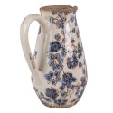 Clayre & Eef Dekorative Kanne 17x13x22 cm Beige Blau Keramik Blumen