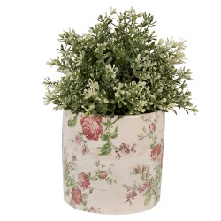 Clayre & Eef Bloempot  Ø 14x13 cm Beige Roze Keramiek Bloemen