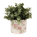 Clayre & Eef Bloempot  Ø 12x10 cm Beige Roze Keramiek Bloemen