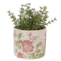 Clayre & Eef Pot de fleurs Ø 11x9 cm Beige Rose Céramique Fleurs