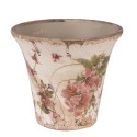 Clayre & Eef Bloempot  Ø 13x11 cm Beige Roze Keramiek Bloemen