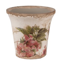 Clayre & Eef Bloempot  Ø 9x8 cm Beige Roze Keramiek Bloemen