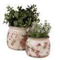 Clayre & Eef Blumentopf Ø 16x13 cm Beige Rosa Keramik Blumen