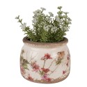 Clayre & Eef Bloempot  Ø 12x10 cm Beige Roze Keramiek Bloemen