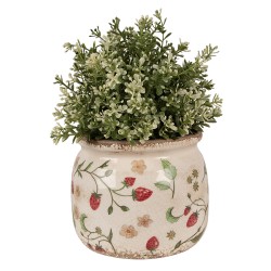 Clayre & Eef Pot de fleurs Ø 16x13 cm Beige Rouge Céramique Fraises