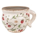 Clayre & Eef Pot de fleurs 17x14x12 cm Beige Rouge Céramique Fraises