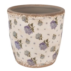 Clayre & Eef Pot de fleurs Ø 16x16 cm Beige Bleu Céramique Fleurs