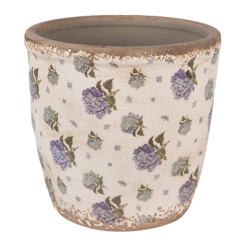 Clayre & Eef Fioriera Ø 16x16 cm Beige Blu  Ceramica Fiori