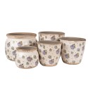 Clayre & Eef Bloempot  Ø 16x16 cm Beige Blauw Keramiek Bloemen