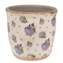 Clayre & Eef Blumentopf Ø 13x12 cm Beige Blau Keramik Blumen