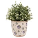 Clayre & Eef Bloempot  Ø 13x12 cm Beige Blauw Keramiek Bloemen