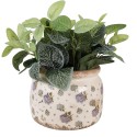 Clayre & Eef Pot de fleurs Ø 20x15 cm Beige Bleu Céramique Fleurs