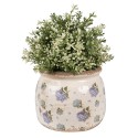 Clayre & Eef Planter Ø 16x13 cm Beige Blue Ceramic Flowers