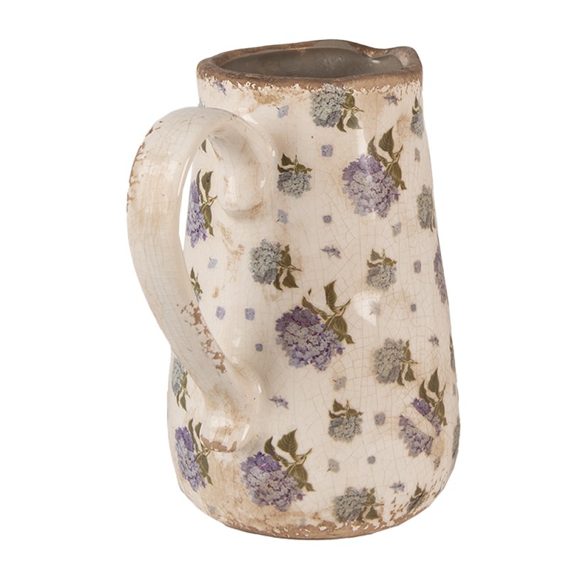 Clayre & Eef Brocca decorativa 16x12x18 cm Beige Blu  Ceramica Fiori