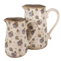 Clayre & Eef Brocca decorativa 16x12x18 cm Beige Blu  Ceramica Fiori