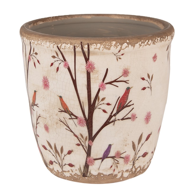 Clayre & Eef Planter Ø 16x16 cm Beige Brown Ceramic Branches