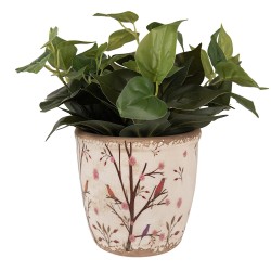 Clayre & Eef Pot de fleurs Ø 16x16 cm Beige Marron Céramique Branches