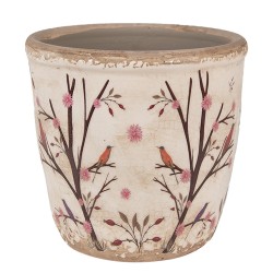 Clayre & Eef Pot de fleurs Ø 14x13 cm Beige Marron Céramique Branches