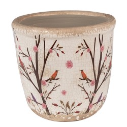 Clayre & Eef Pot de fleurs Ø 11x10 cm Beige Marron Céramique Branches