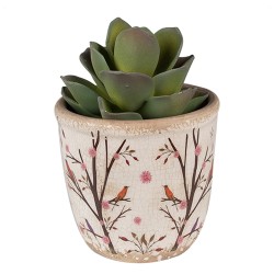 Clayre & Eef Pot de fleurs Ø 11x10 cm Beige Marron Céramique Branches