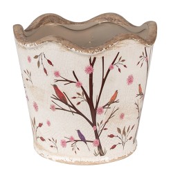 Clayre & Eef Bloempot  Ø 16x15 cm Beige Bruin Keramiek Takken