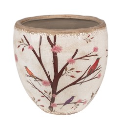 Clayre & Eef Pot de fleurs Ø 18x17 cm Beige Marron Céramique Branches