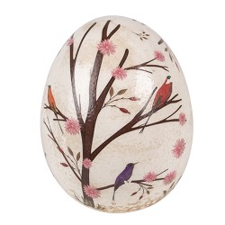 Clayre & Eef Decoration Egg Ø 10x12 cm Beige Brown Ceramic Branches